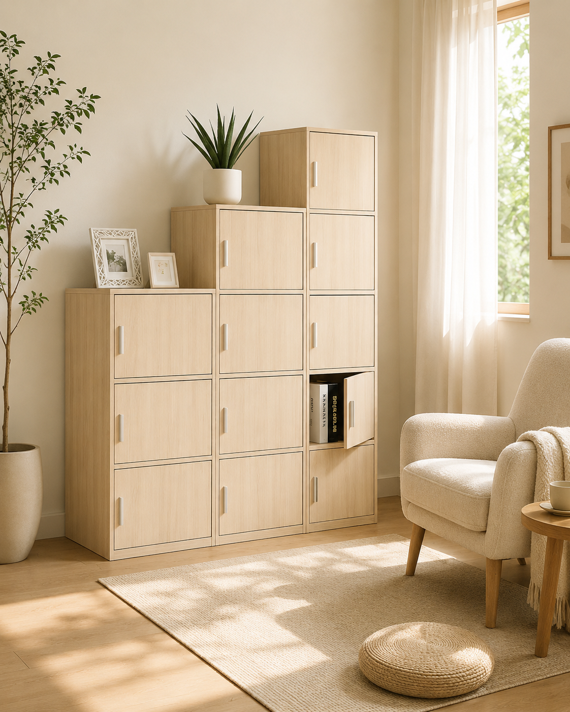 Lyra White Wash Storage Cabinet