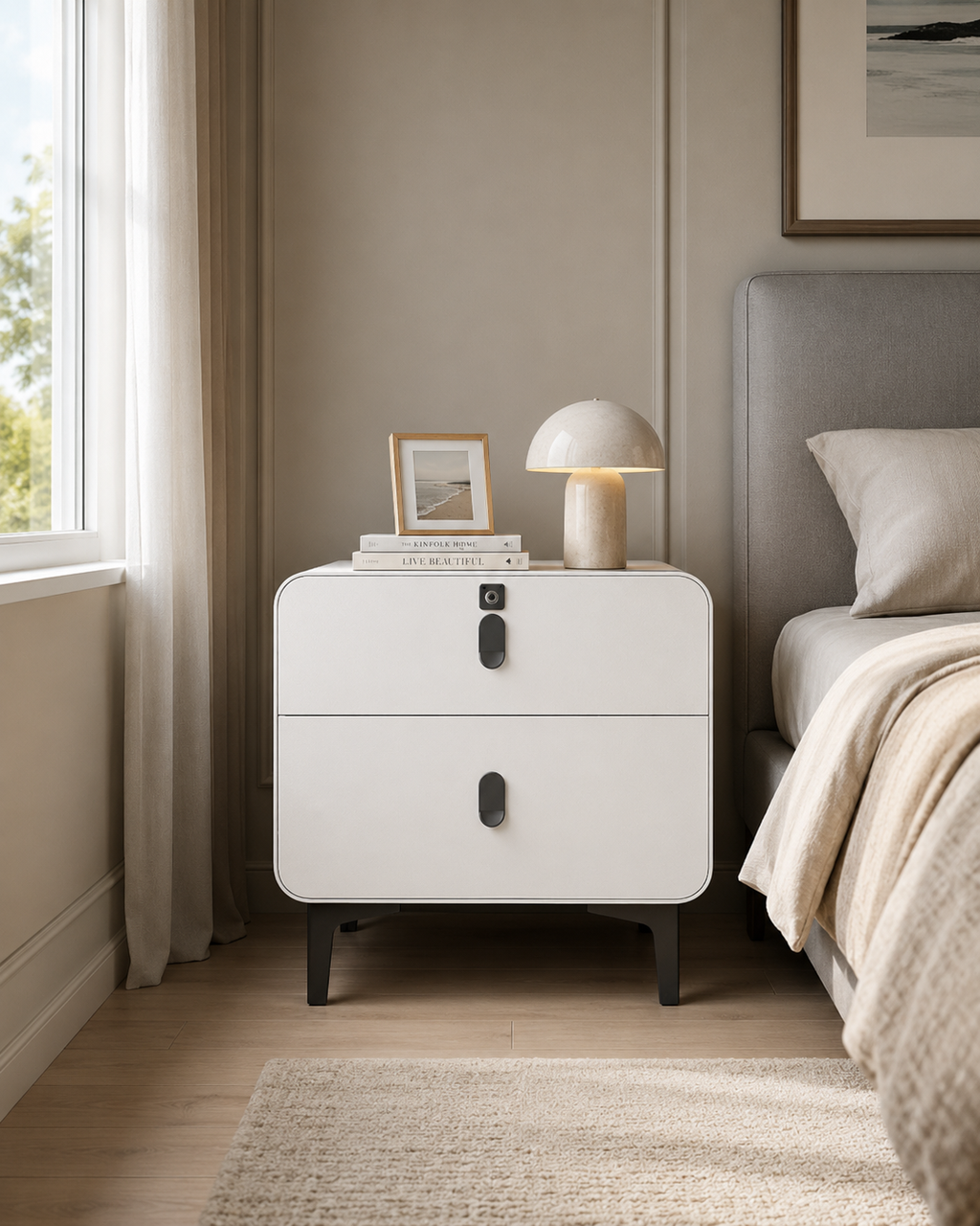 Nova White Bedside Table