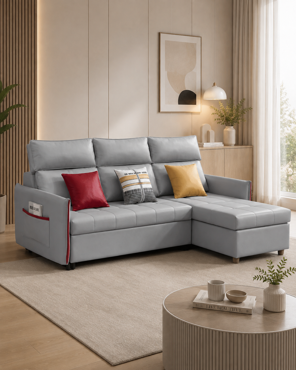 Eldoria Leathaire Storage Sofa Bed