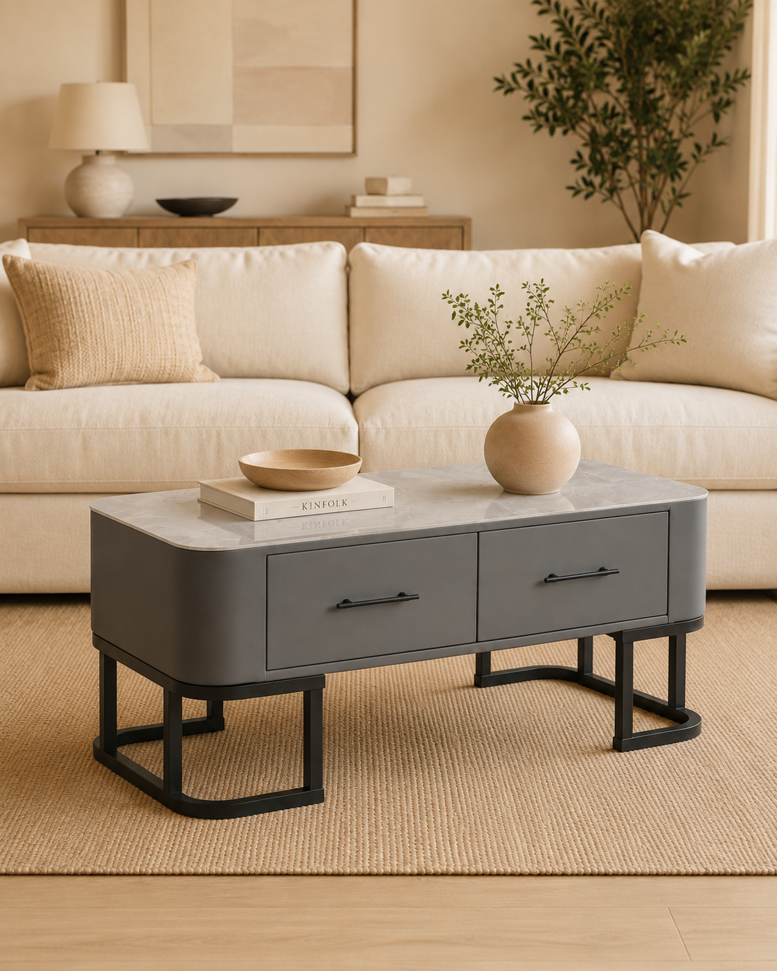 Vellan Sintered Stone Storage Coffee Table