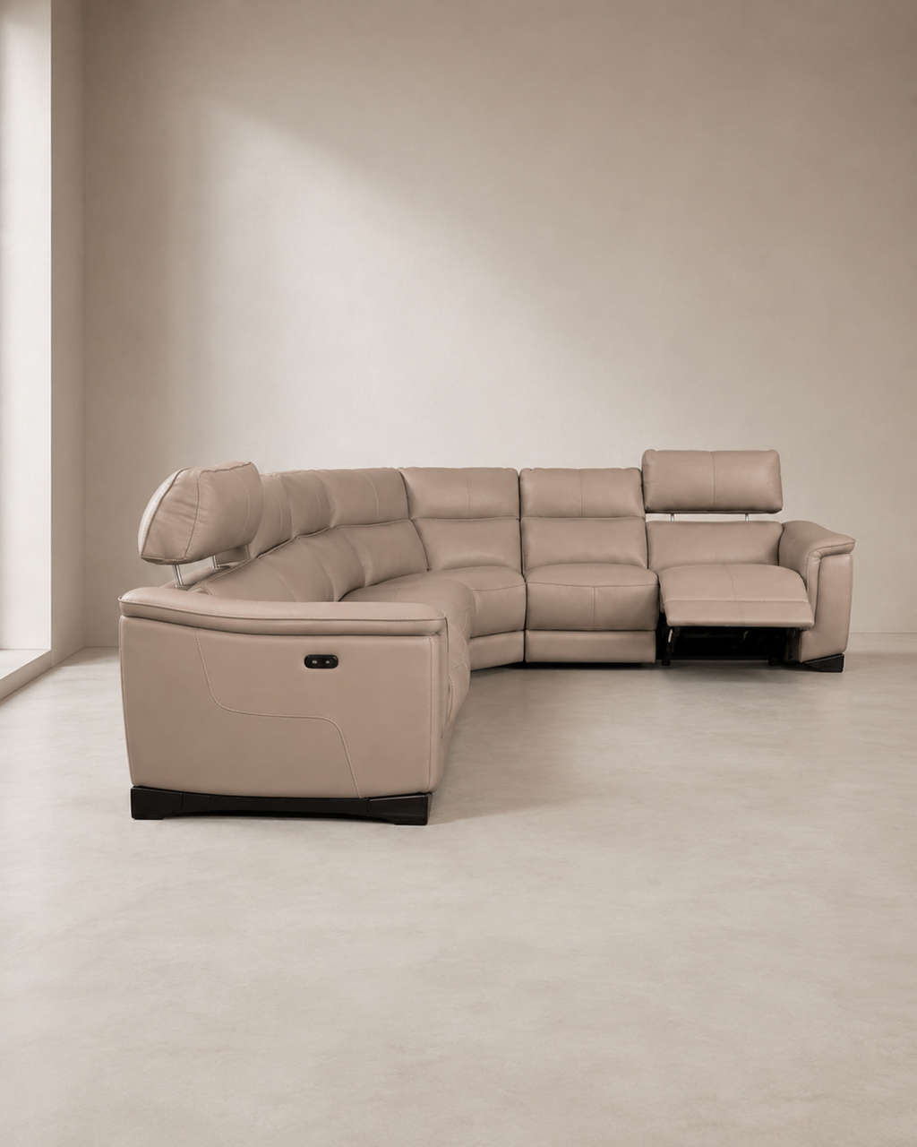 Rockford Half Leather Recliner Sectional Sofa