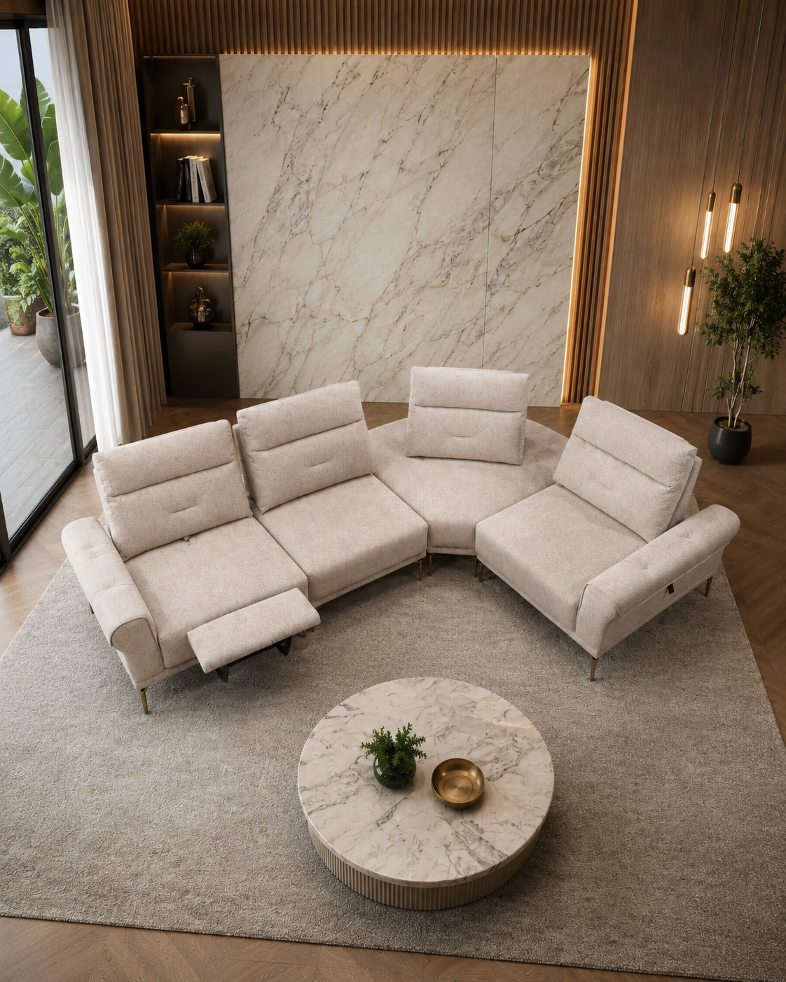 Sloane Fabric Adjustable Legrest & Backrest Corner Sofa