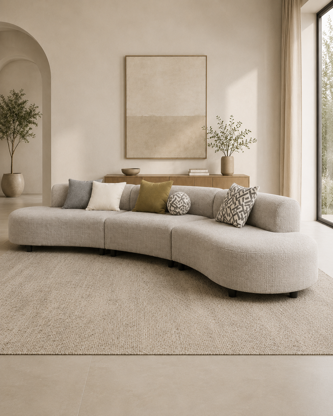 Selune Curved Fabric Sofa