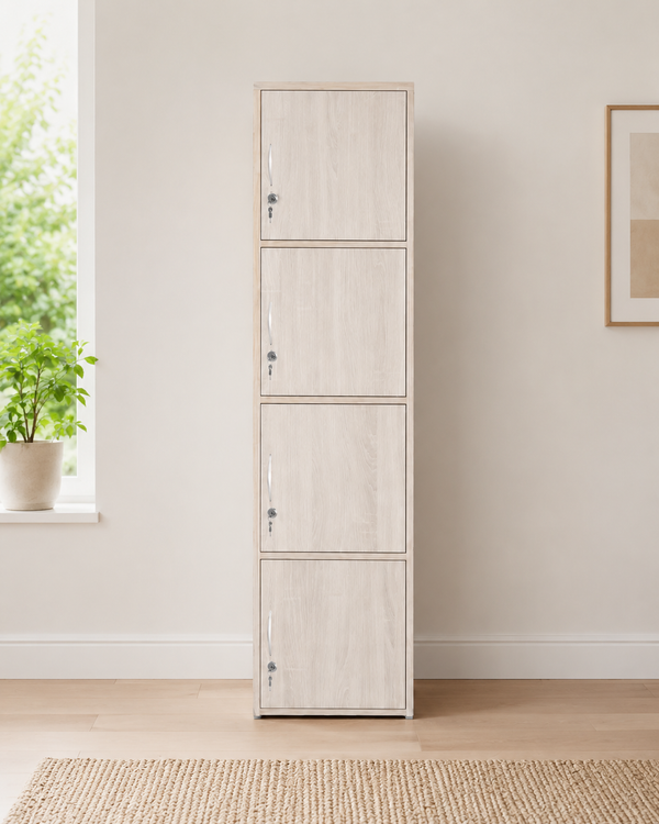 Vela Oak Lockable Storage Cabinet