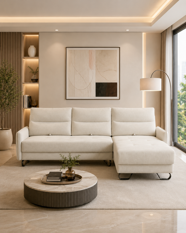 Selene Fabric Adjustable Backrest L-Shaped Sofa
