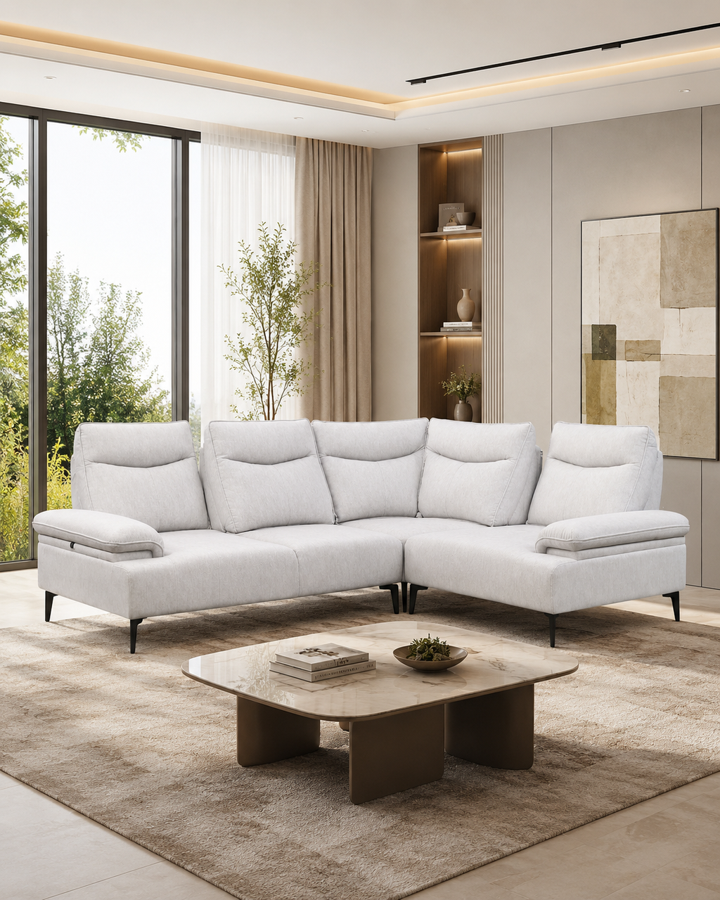 Aveline Fabric Adjustable Backrest Corner Sofa