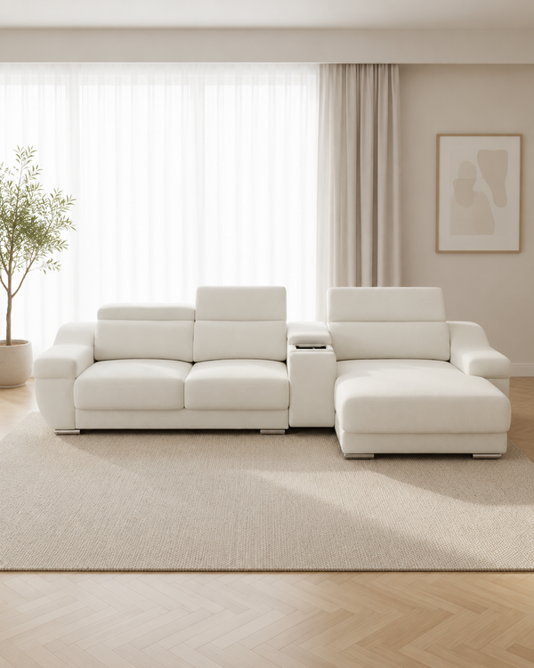 Solenne Fabric Adjustable Headrest Slider Sofa