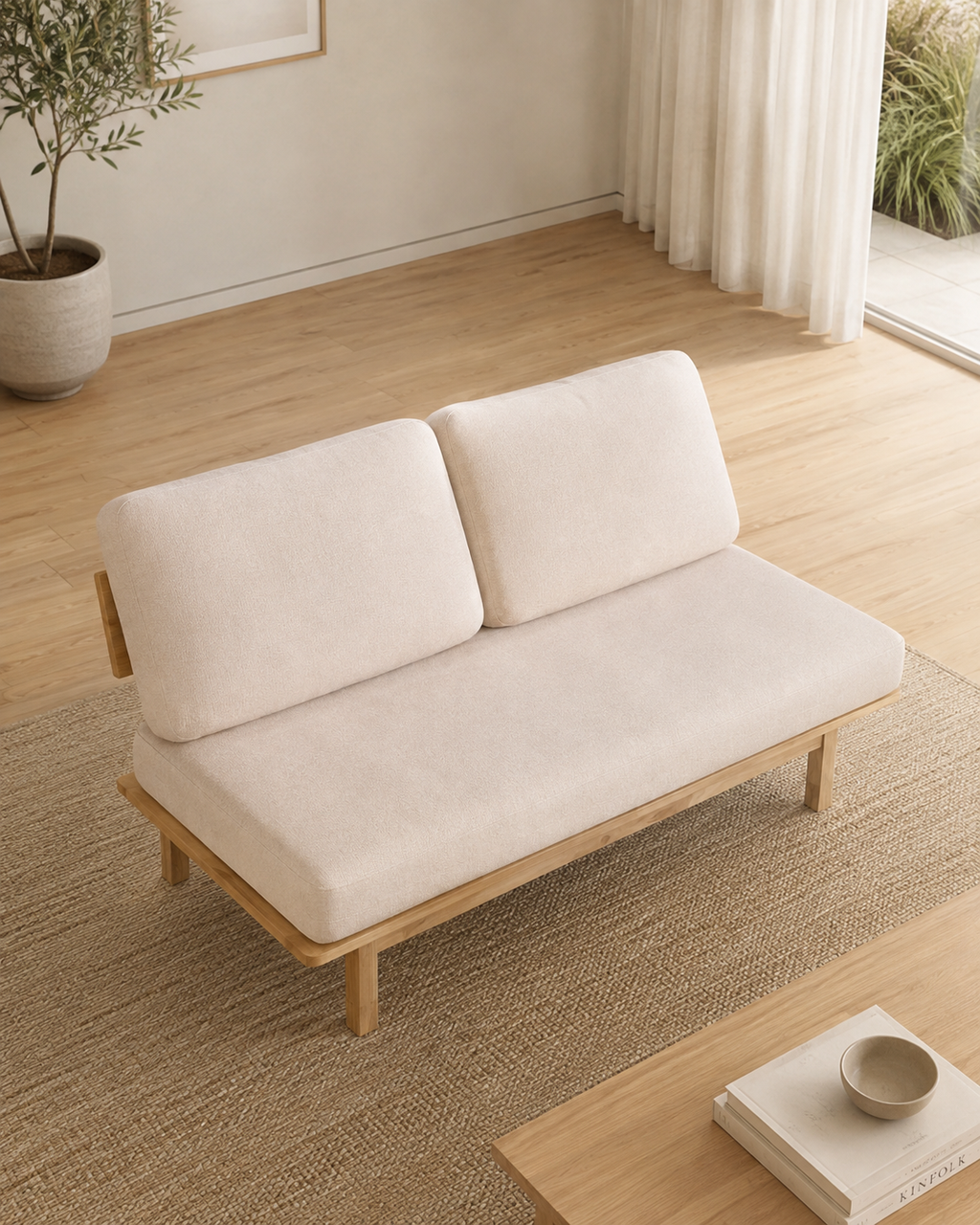 Waverly Fabric Wooden Frame Sofa