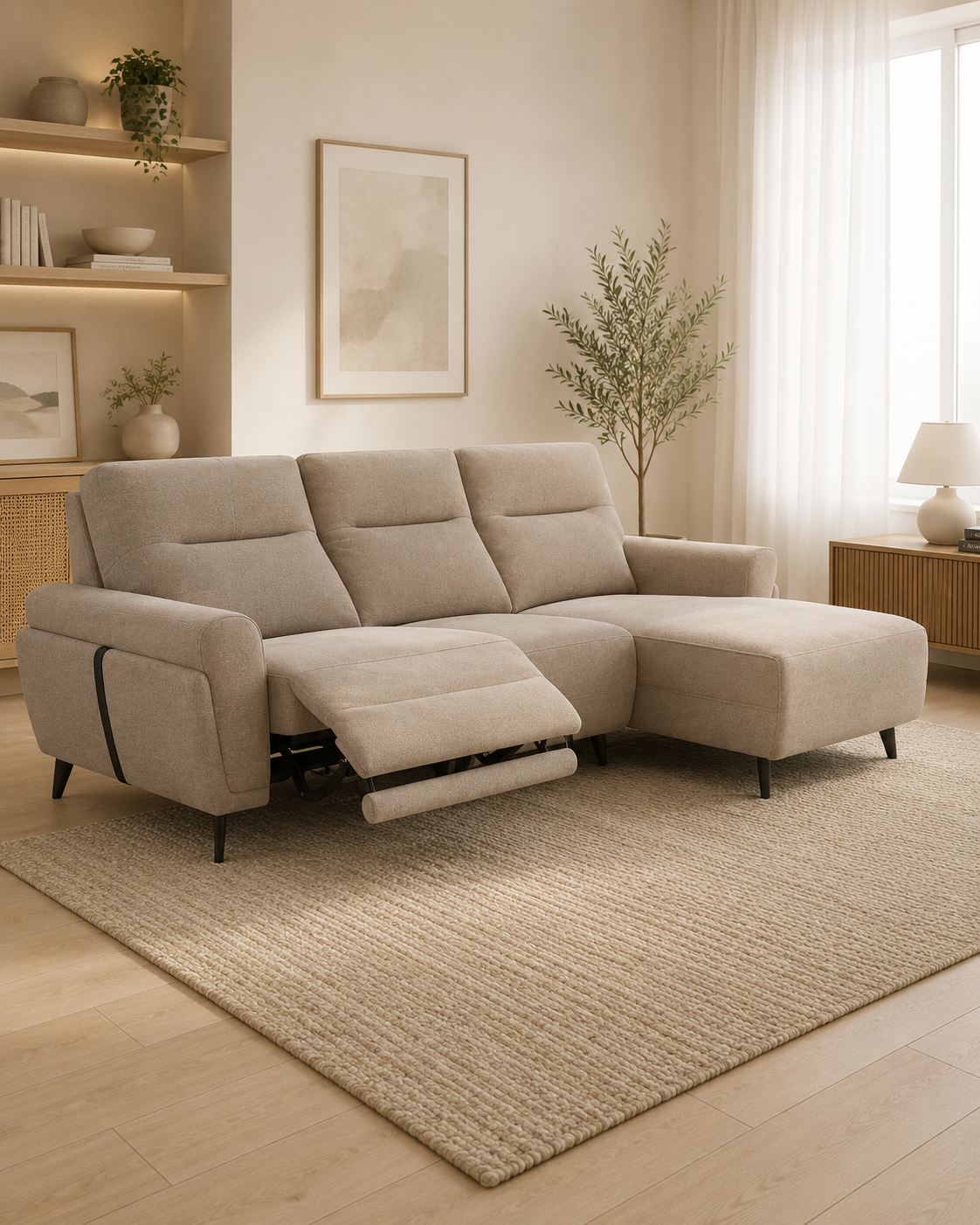 Arista Fabric Recliner L-Shaped Sofa