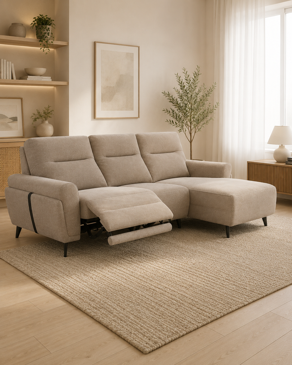Arista Fabric Recliner L-Shaped Sofa