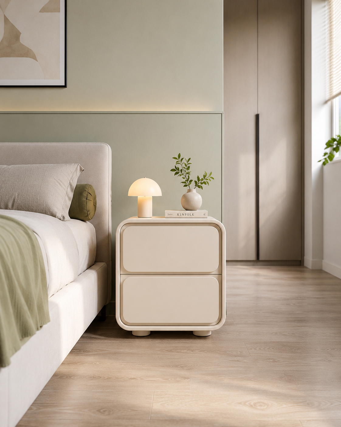 Serra Cream Bedside Table