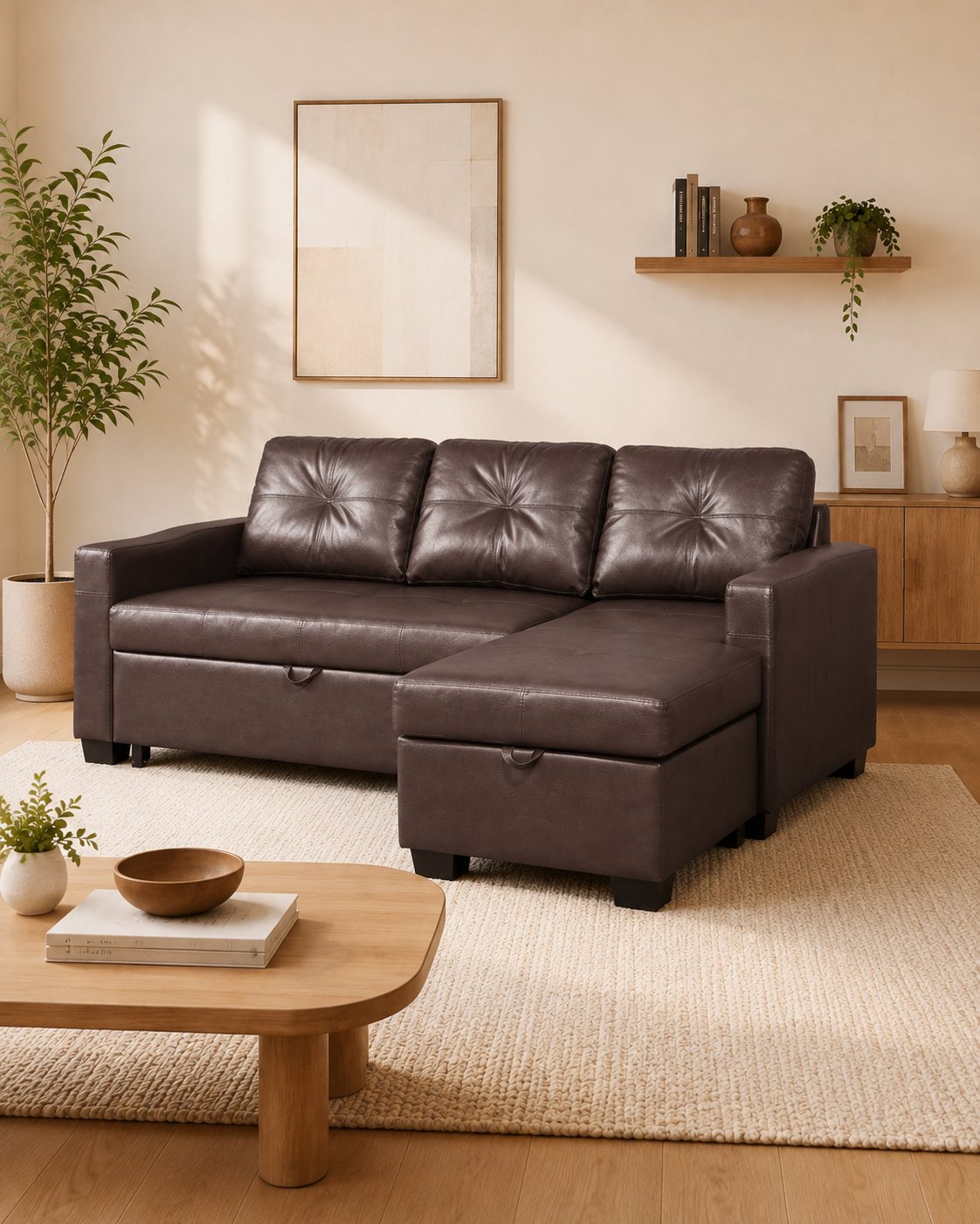 Darsen Faux Leather Storage Sofa Bed