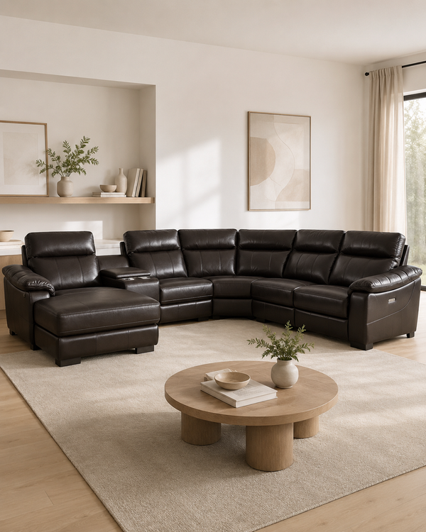 Chatsworth Genuine Leather Recliner Sectional Sofa