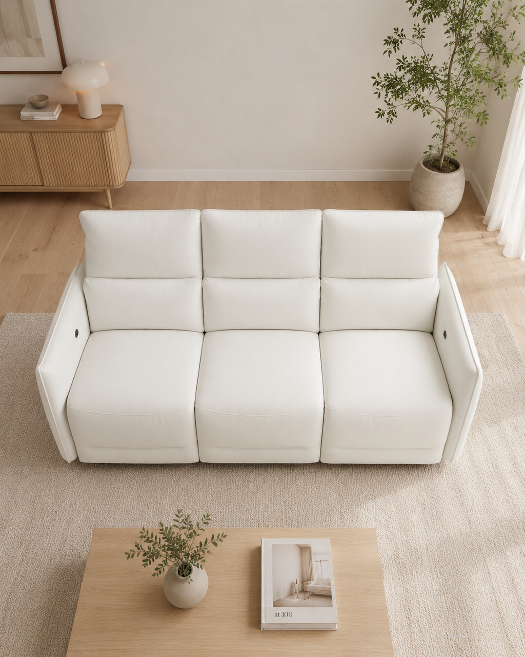 Worthington Half Leather Recliner Sofa