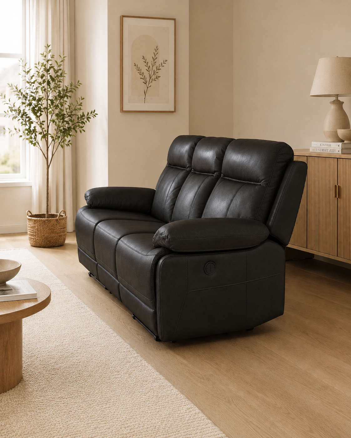 Wycliffe Genuine Leather Recliner Sofa