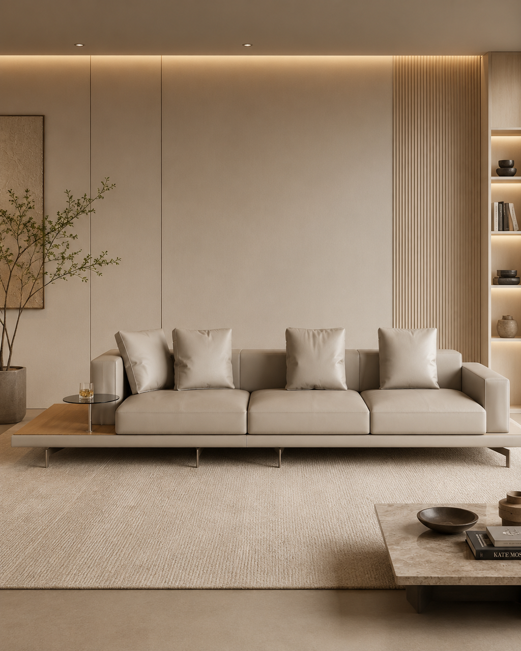 Levaro Leather Platform Sofa