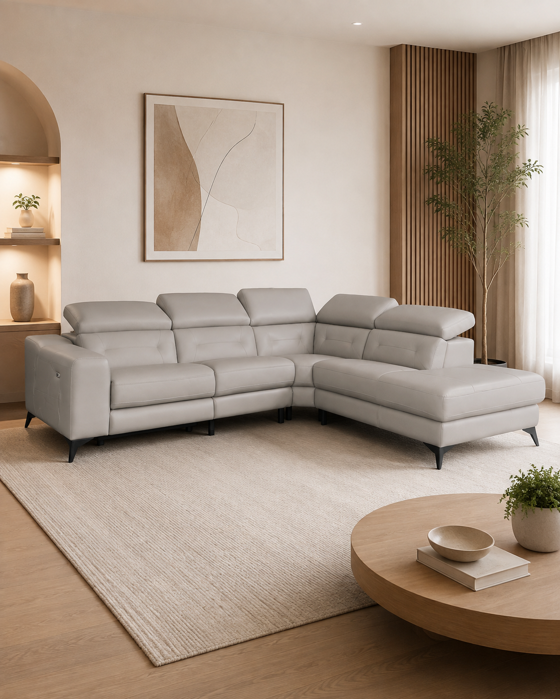 Bromley Genuine Leather Recliner Sectional Sofa