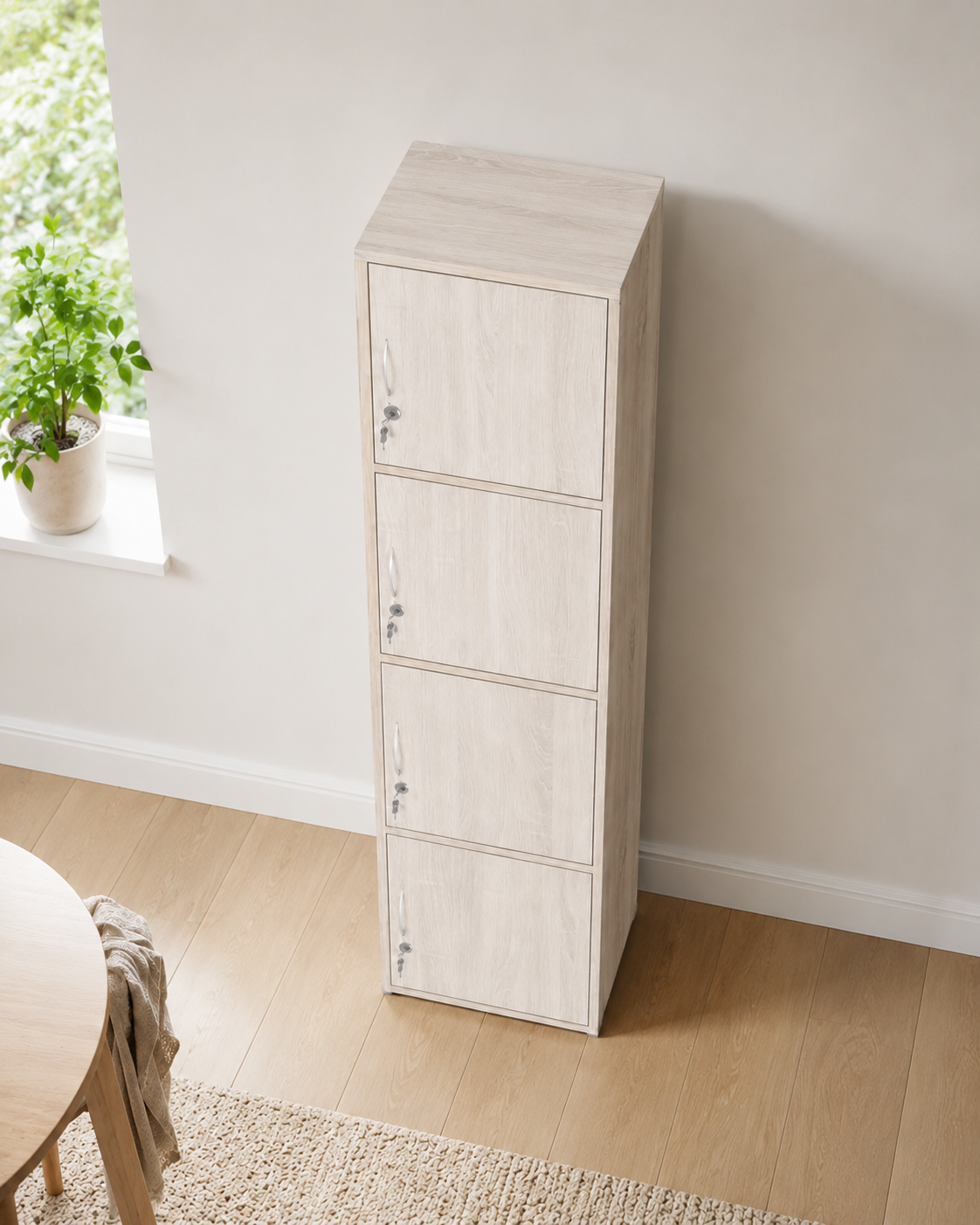 Vela Oak Lockable Storage Cabinet