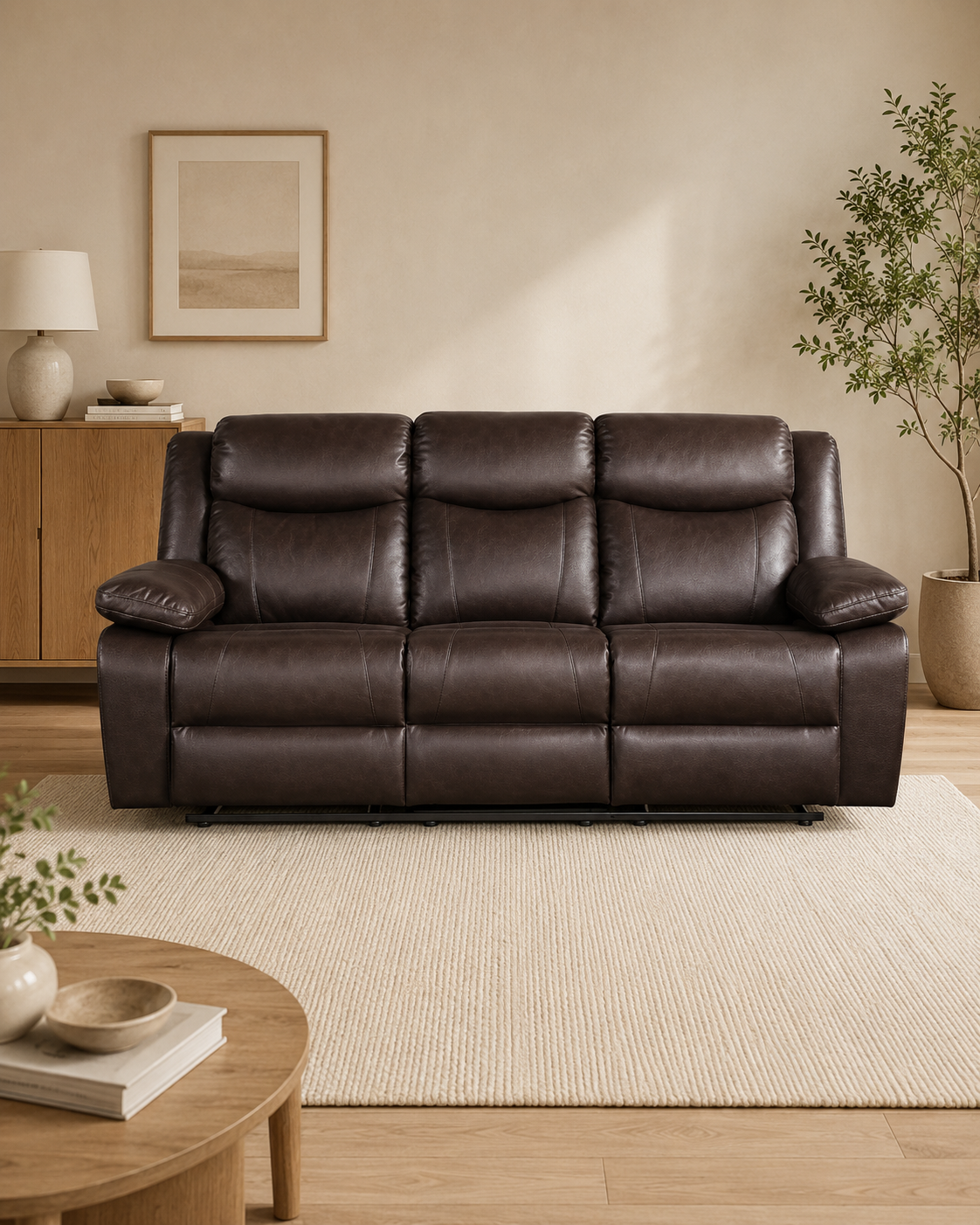 Beaumont Genuine Leather Recliner Sofa
