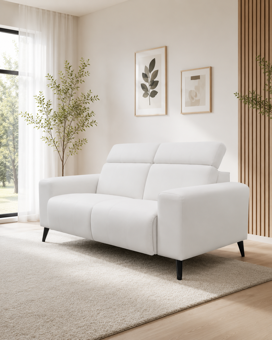 Casella Fabric Adjustable Headrest Recliner Sofa