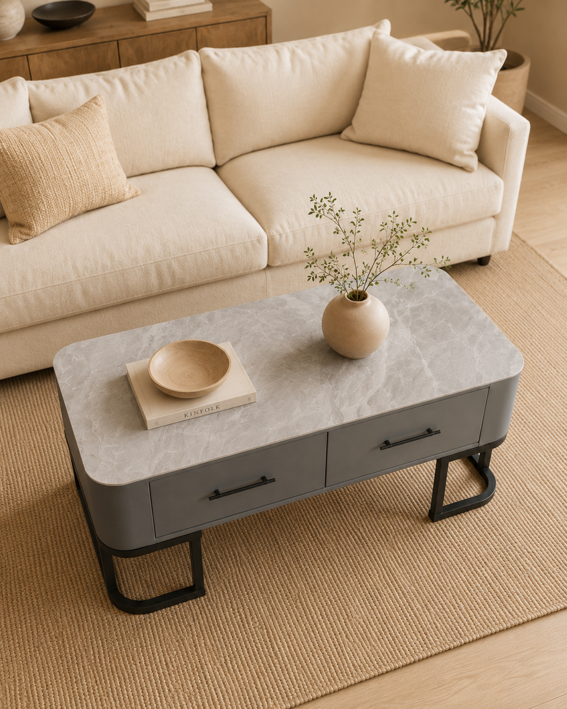 Vellan Sintered Stone Storage Coffee Table