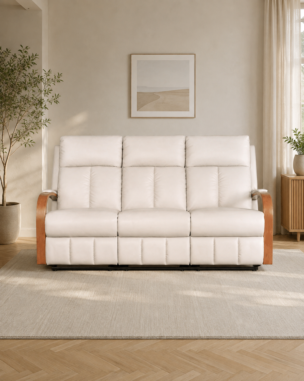 Kirkwood Half Leather Recliner Sofa