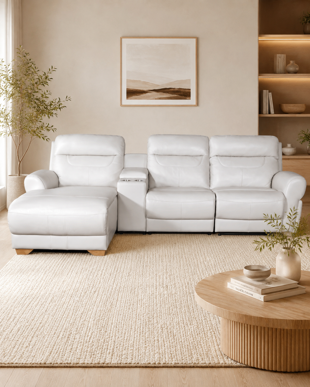 Cavendish Genuine Leather Recliner Chaise Sofa