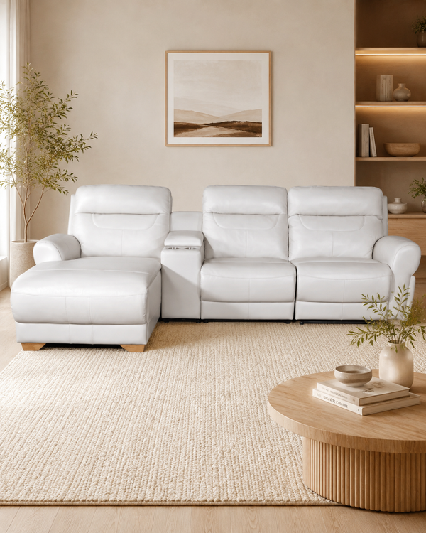 Cavendish Genuine Leather Recliner Chaise Sofa