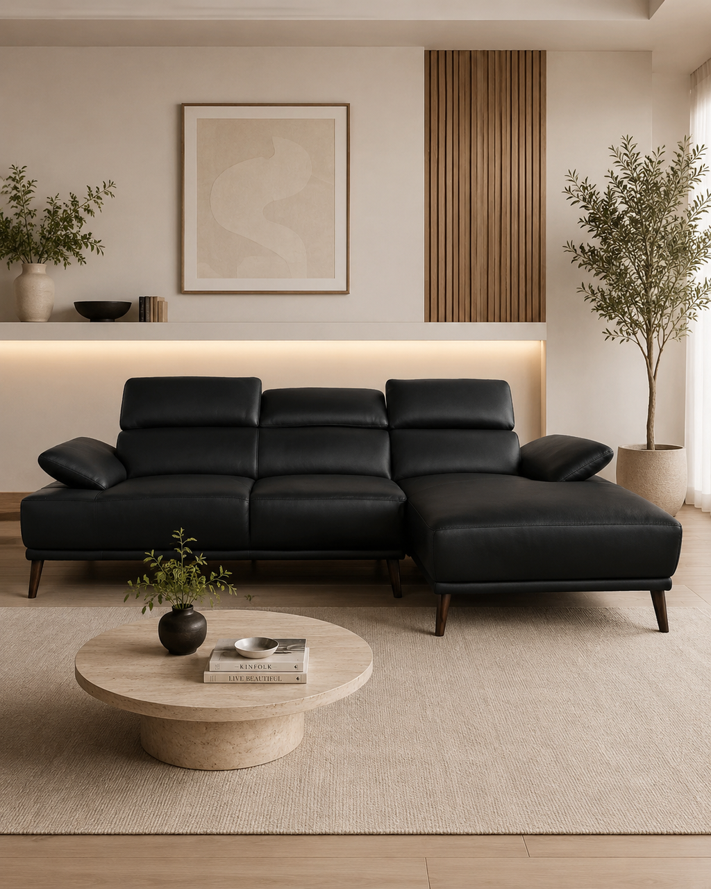 Fairmont Half Leather Chaise Sofa