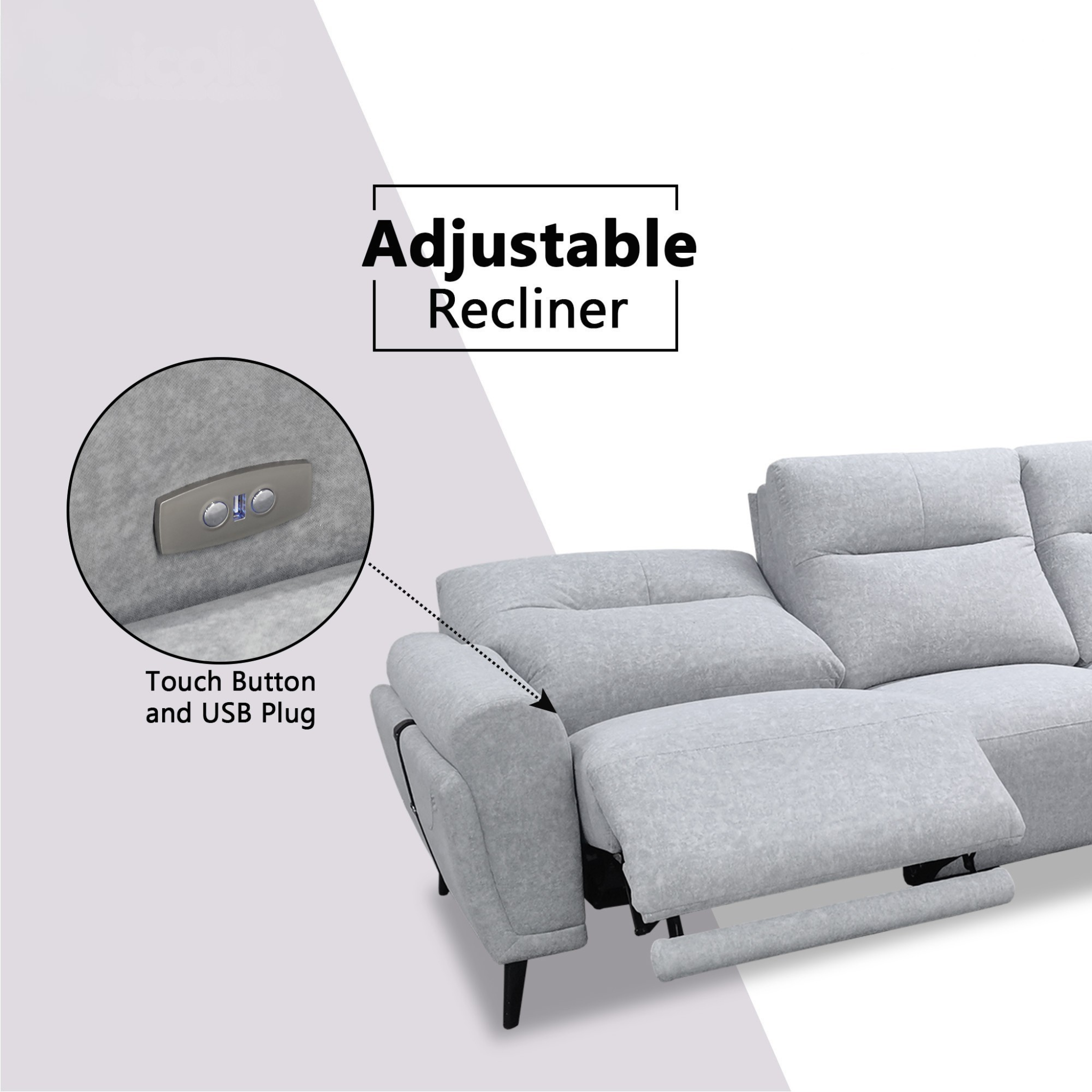Xyrel Fabric Recliner L-Shaped Sofa by Esteller (Pet Friendly & Easy Clean)