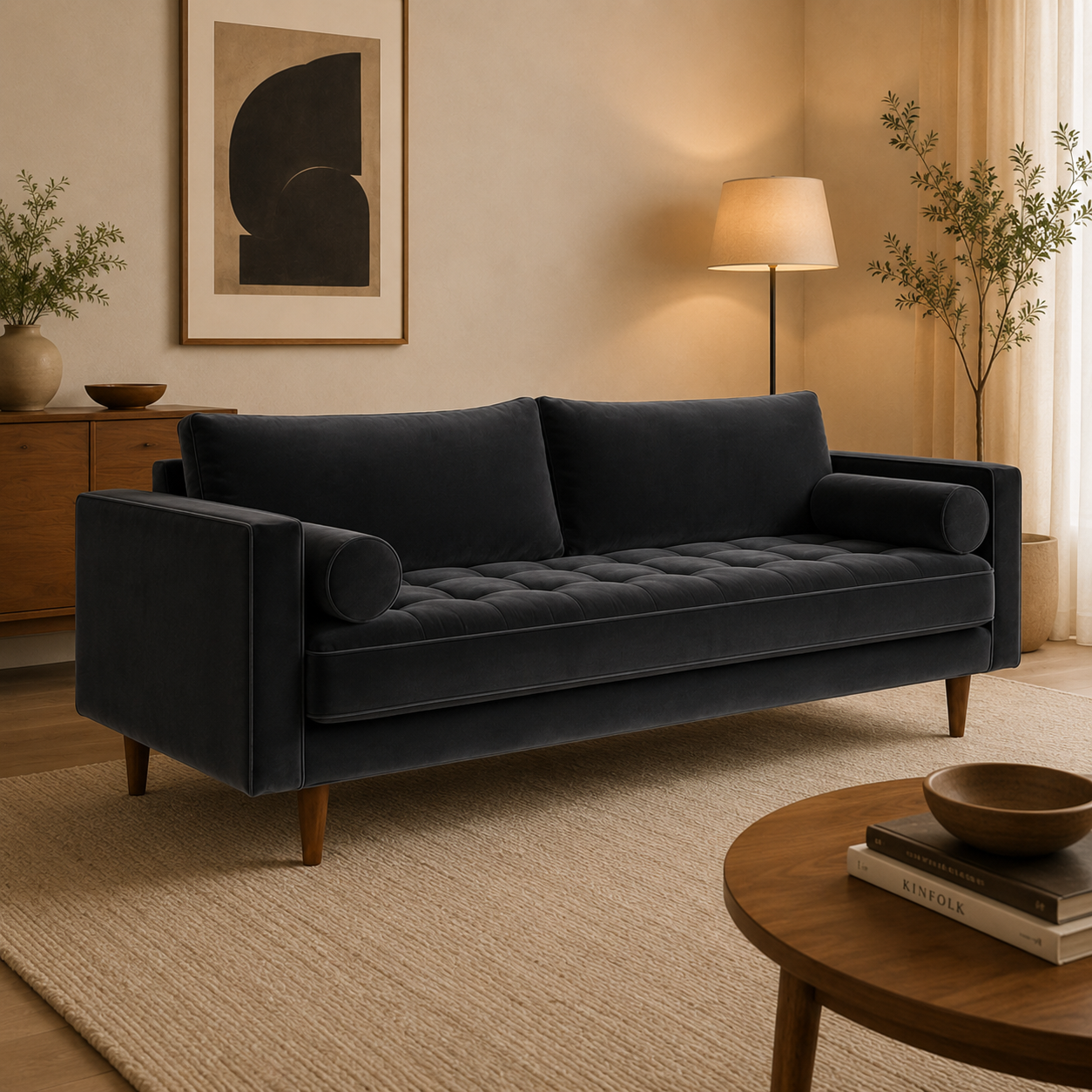 Ellington Velvet Fabric Sofa