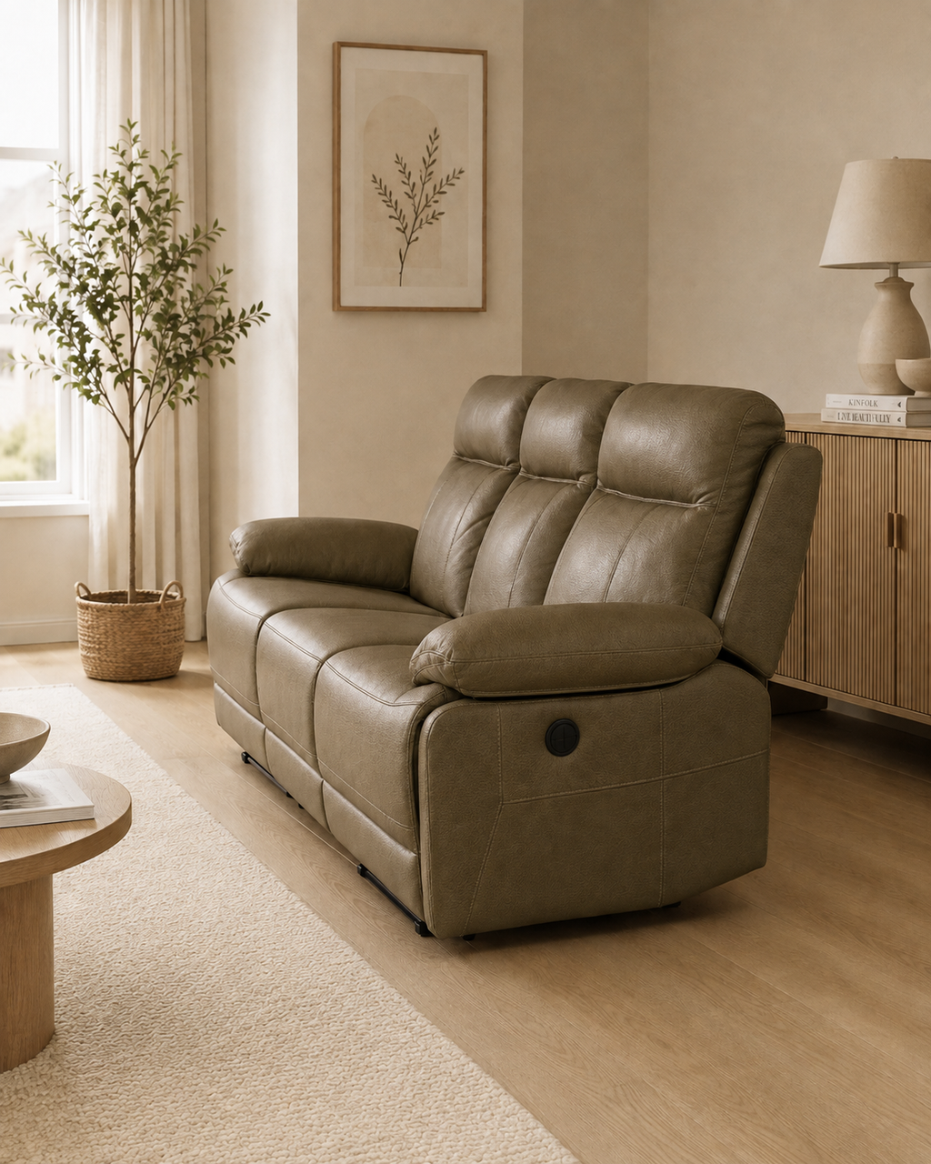 Wycliffe Genuine Leather Recliner Sofa