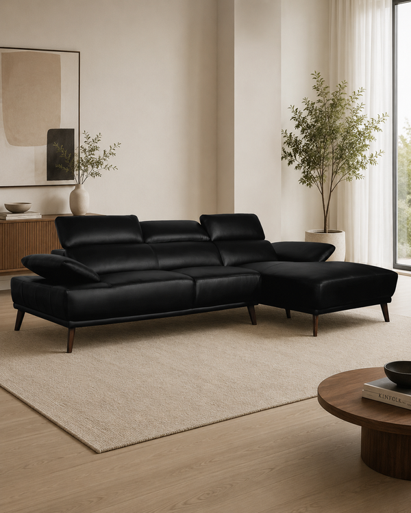 Fairmont Half Leather Chaise Sofa