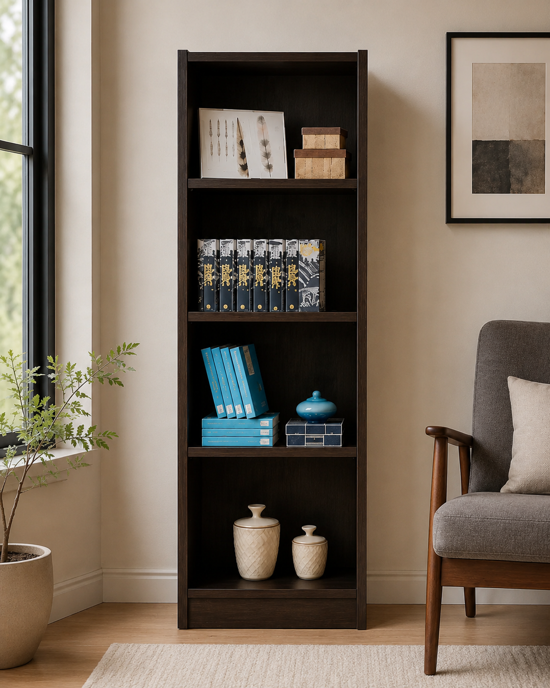 Orin Walnut Open Bookshelf