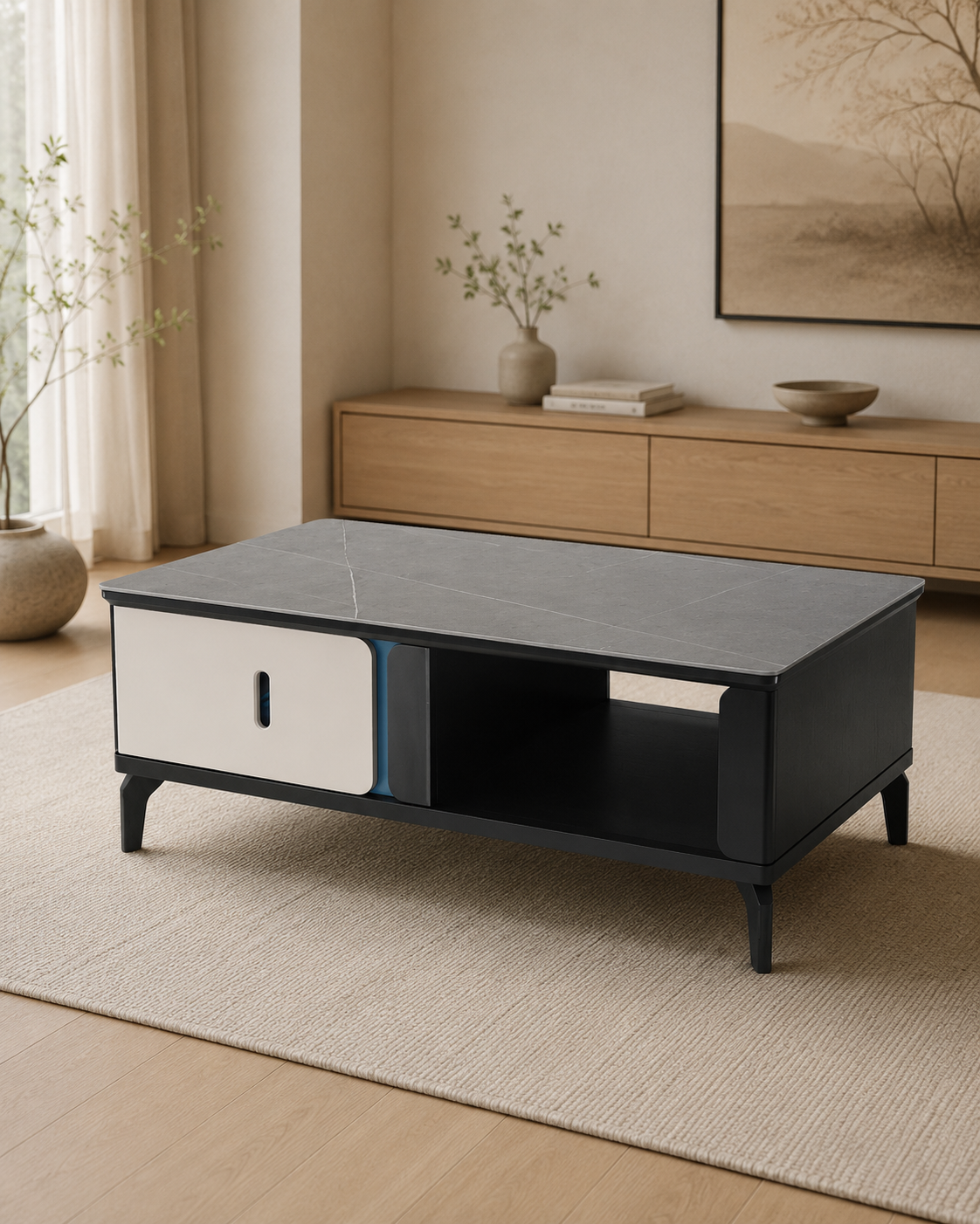 Veyra Stone-Look Storage Coffee Table