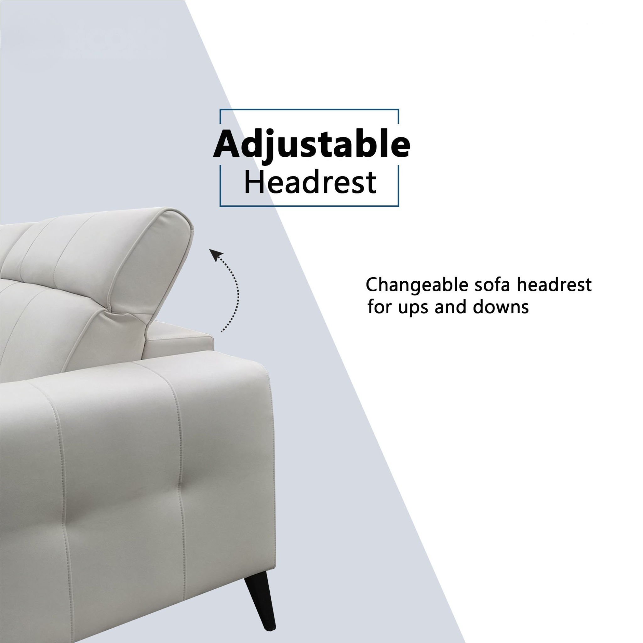 Aquara Fabric Adjustable Headrest Sofa by Esteller (Pet Friendly & Easy Clean)
