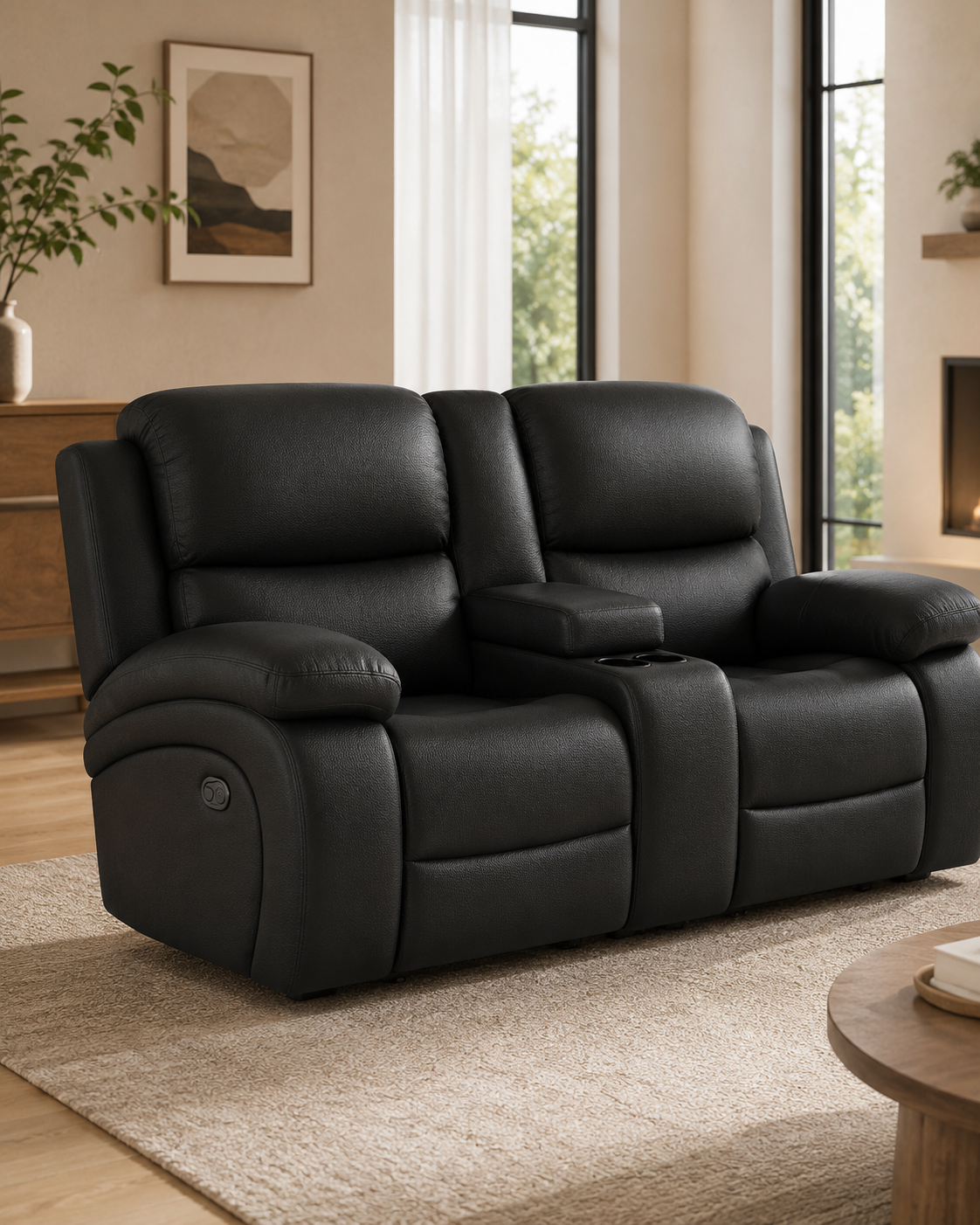 Avermont Cowhide Half-Leather Recliner Sofa