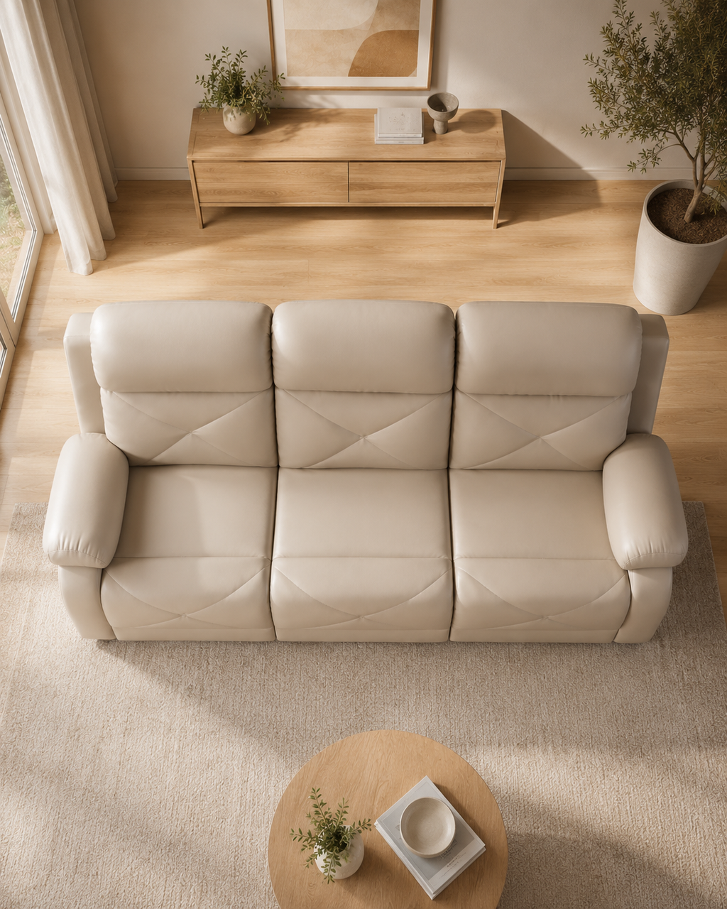 Montaire Cowhide Half-Leather Recliner Sofa