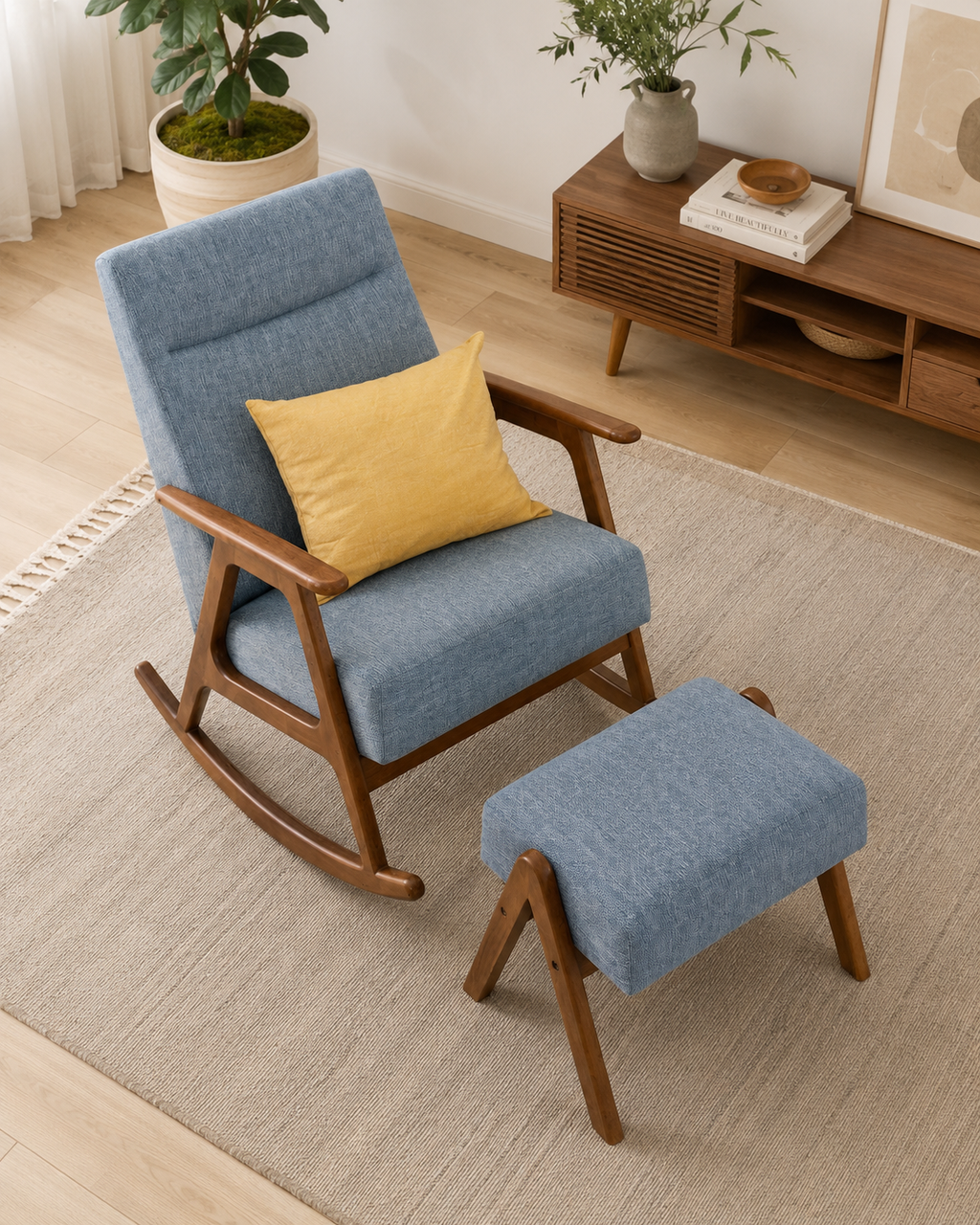 Berwick Wooden Rocking Chair with Ottoman