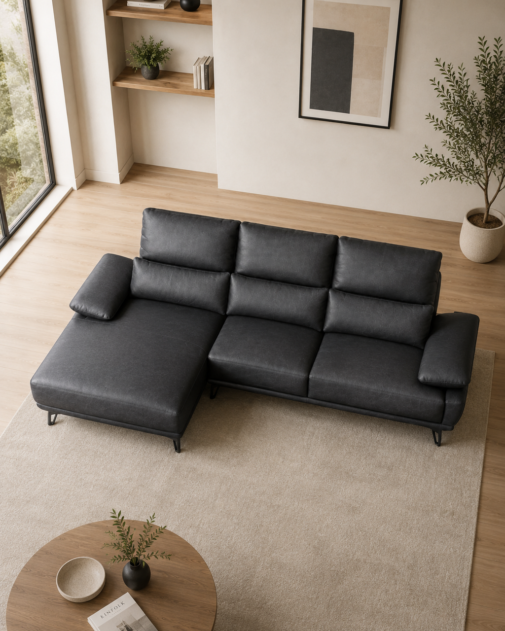 Merton Tech Fabric Chaise Sofa