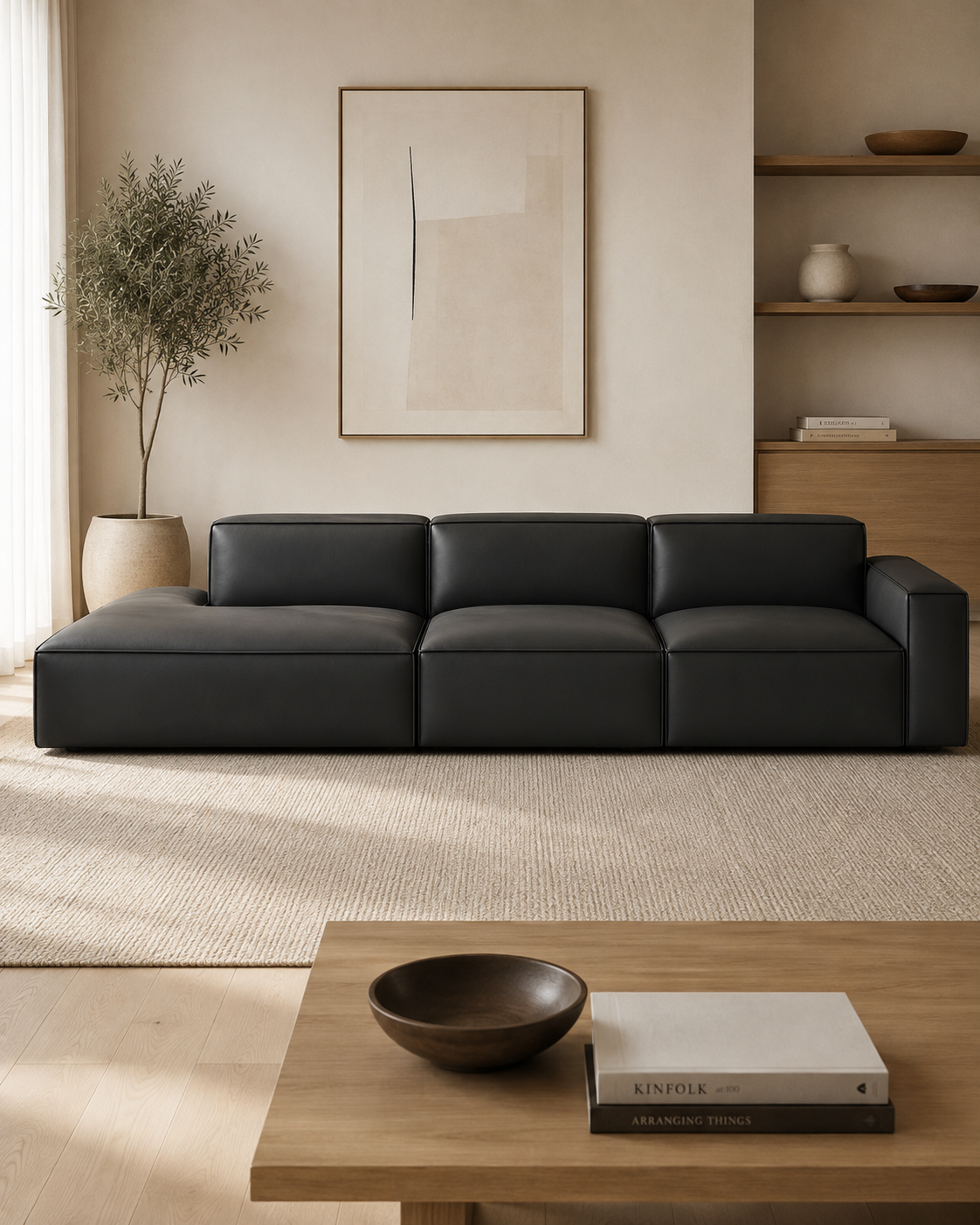 Farnham Premium Leather Extended Sofa (4 Seater)