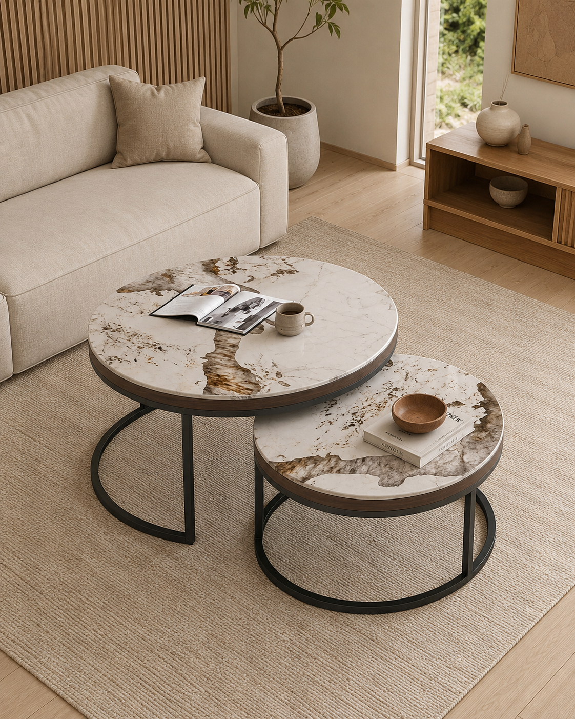 Kaelen Sintered Stone Nesting Coffee Table