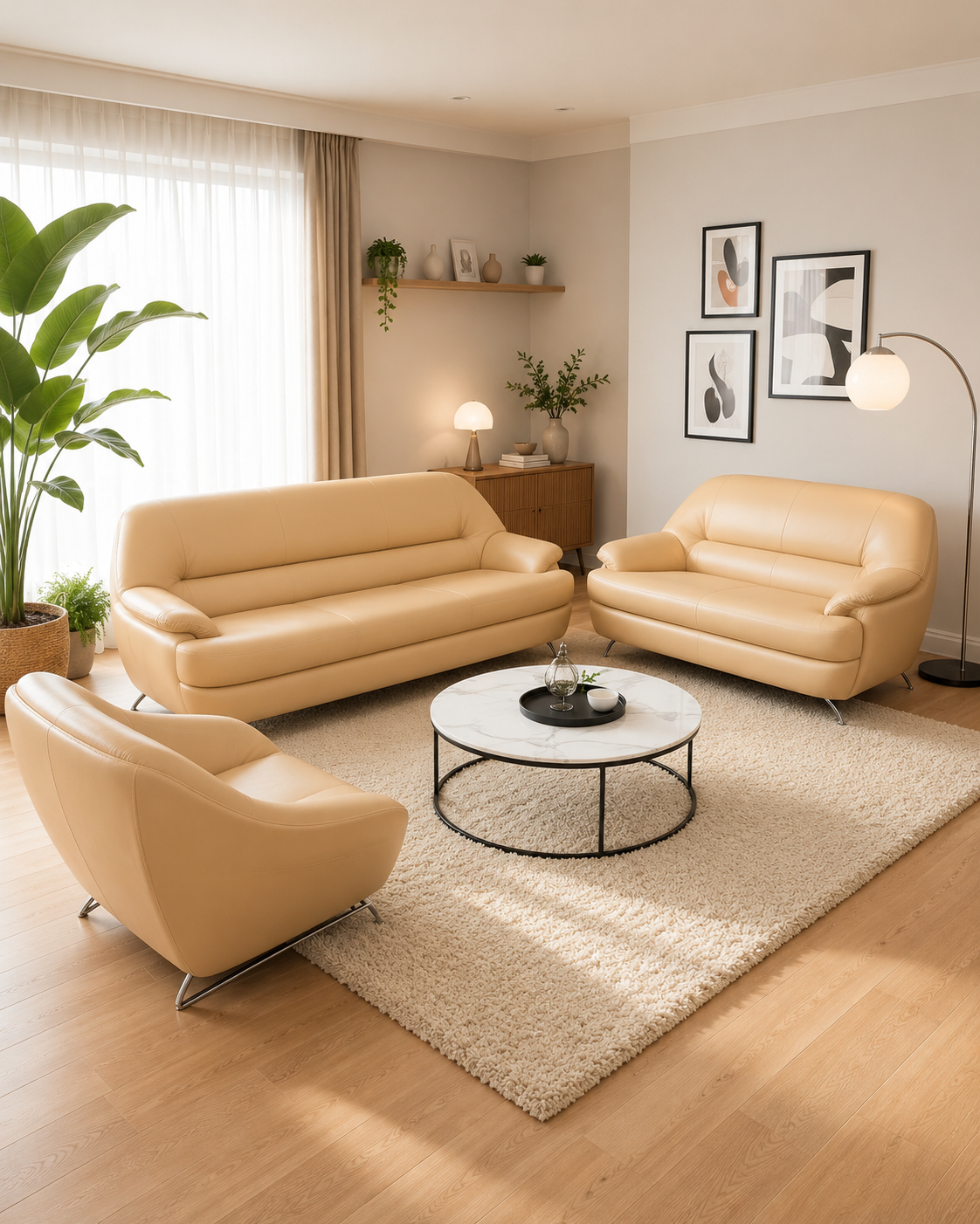 Belford Faux Leather Sofa