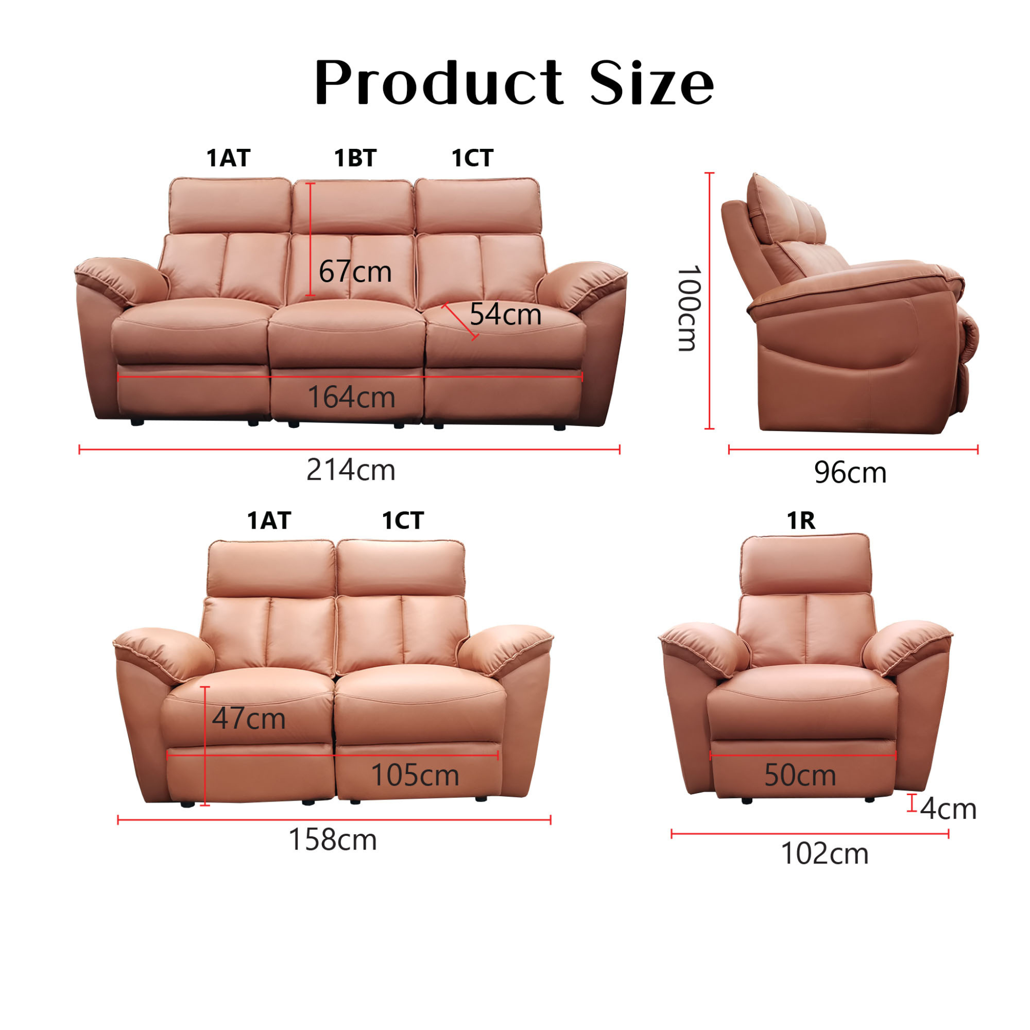 Lorven Genuine Leather Adjustable Headrest Recliner Sofa by Esteller