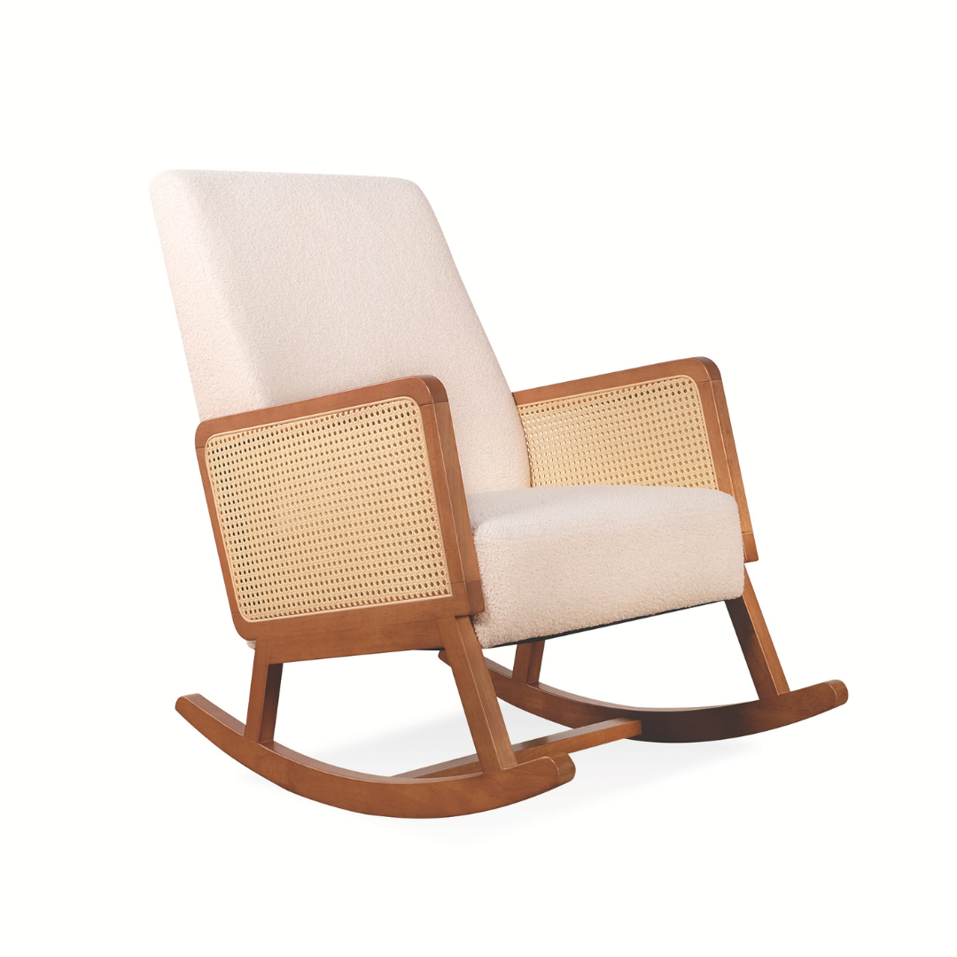 Andrei Wooden Rocking Chair with Ottoman