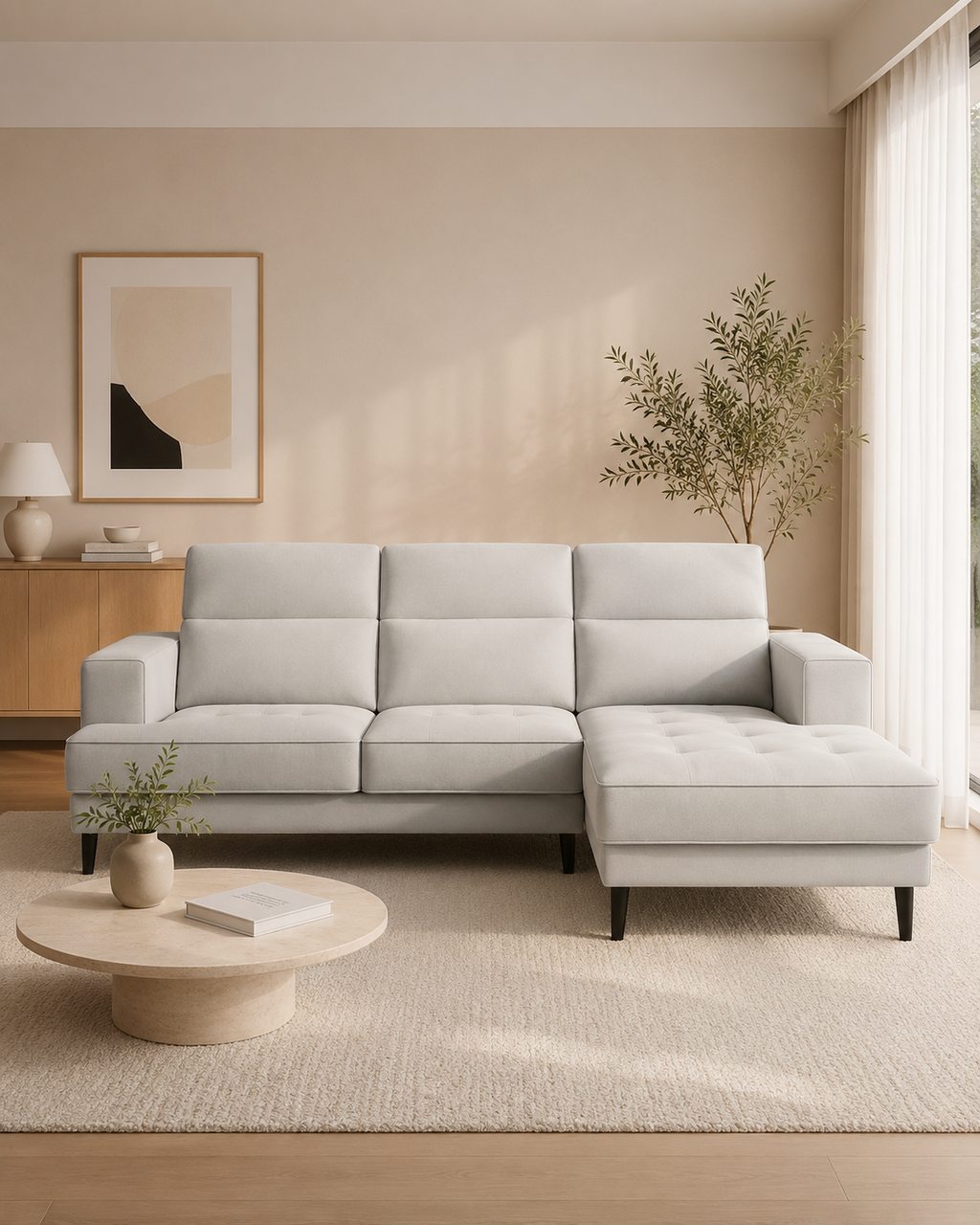 Alba Fabric Adjustable Headrest L-Shaped Sofa