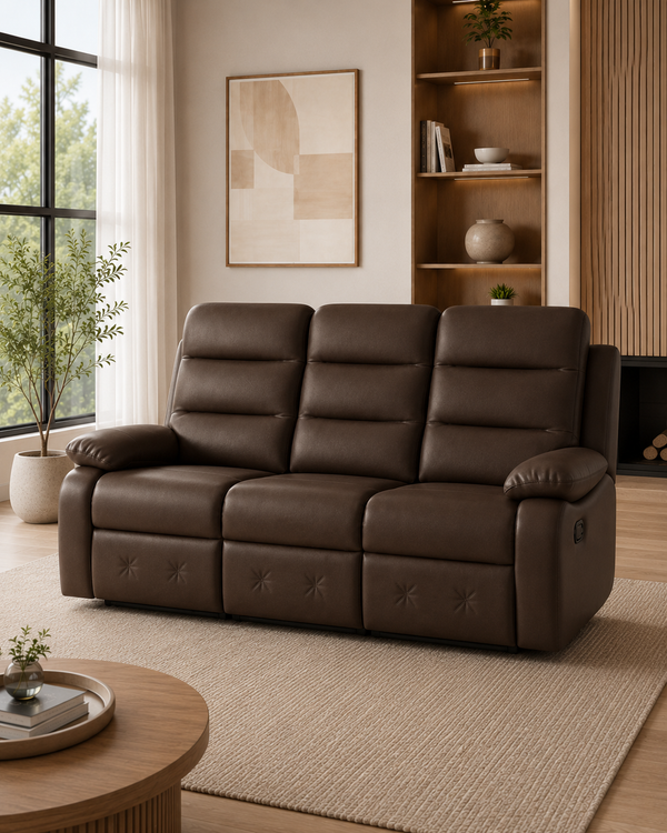 Alderon Cowhide Half-Leather Recliner Sofa