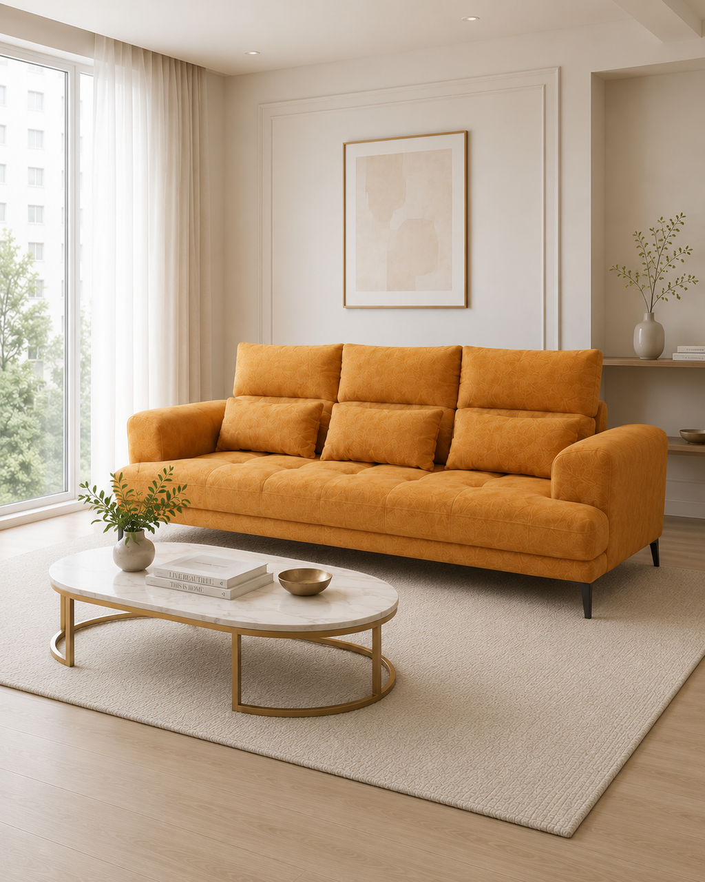 Citrine Fabric Adjustable Backrest Sofa