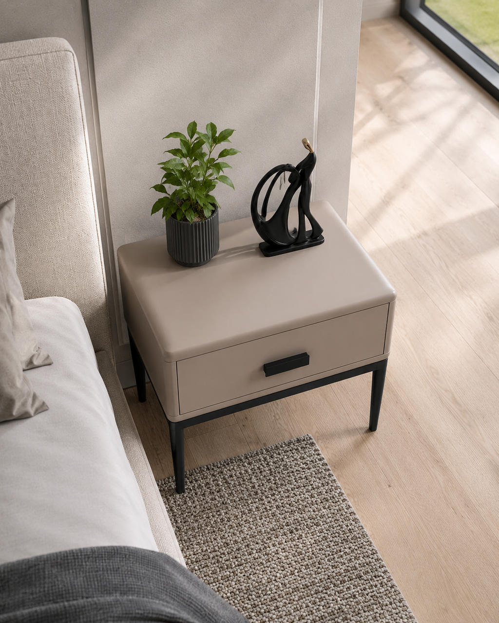 Corin Taupe Bedside Table