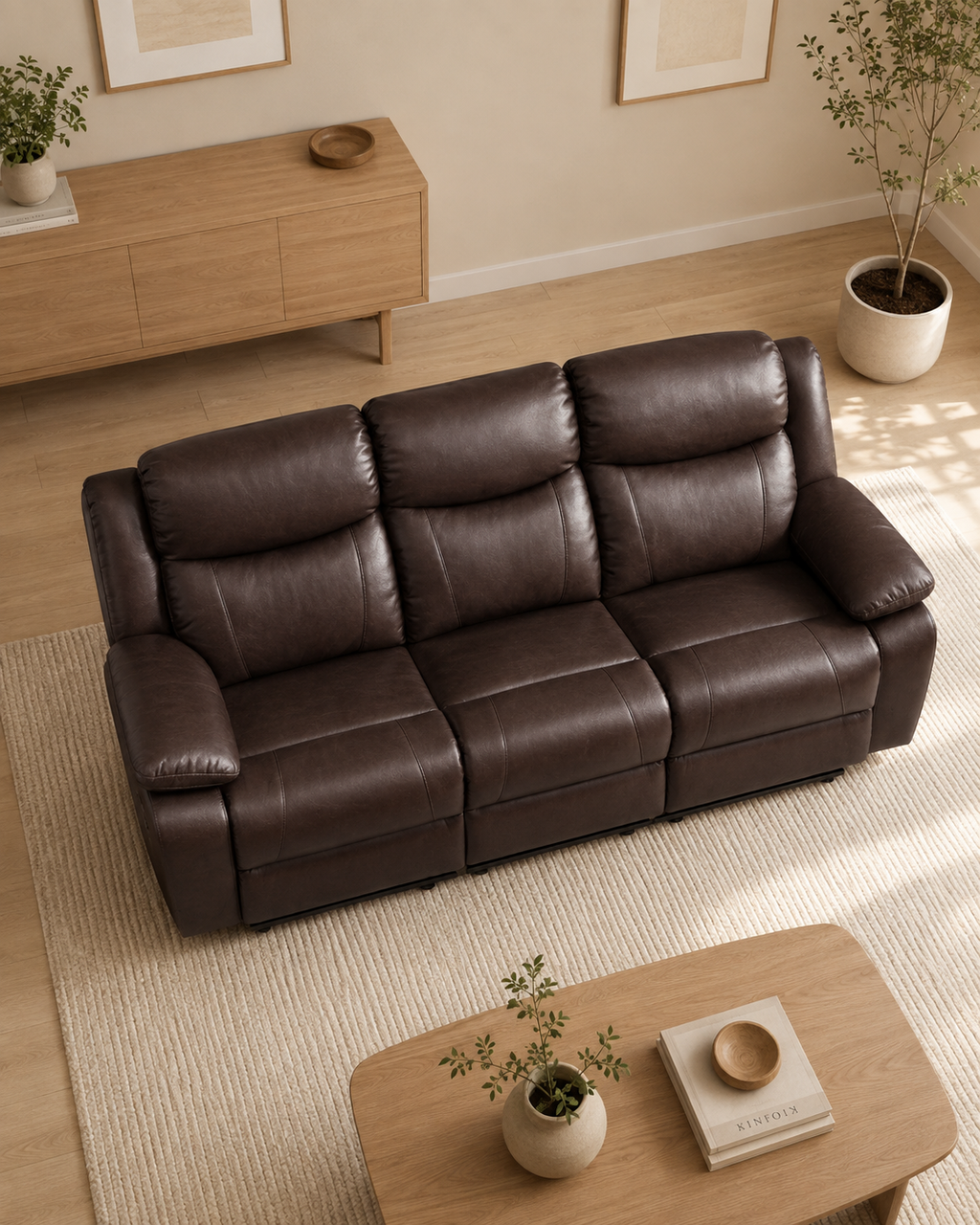 Beaumont Genuine Leather Recliner Sofa